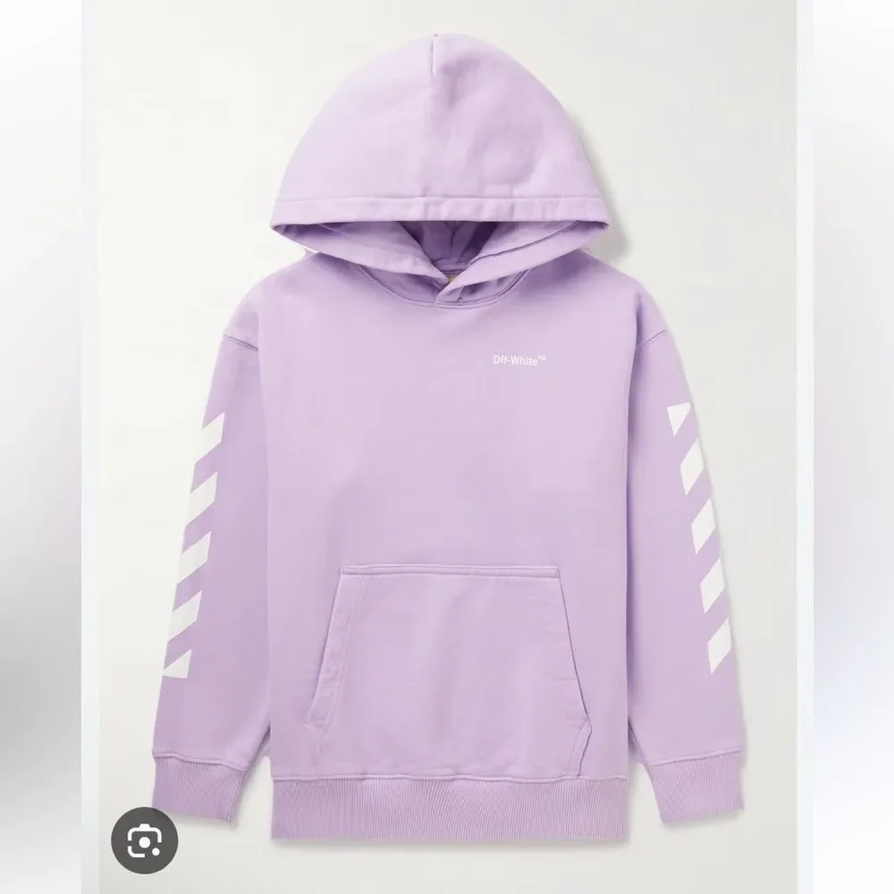 OFF-WHITE | NEW Kid’s Light Purple & White Cotton Logo Hoodie Youth Size 10